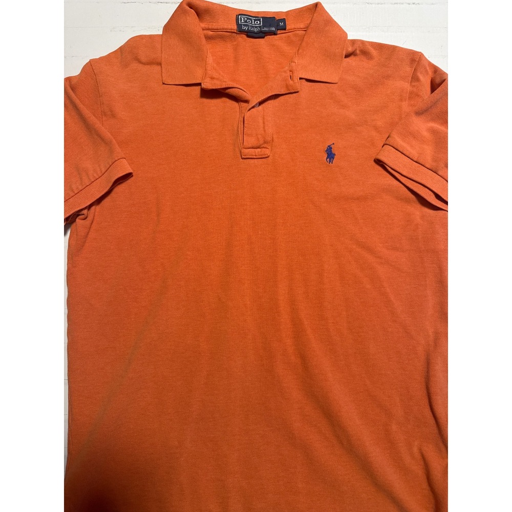 Polo Ralph Lauren Polo Shirt Mens M Orange Good Short Sleeve Pique Pony Logo
